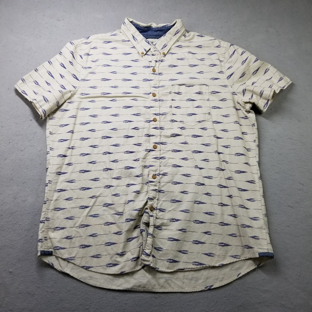 American Eagle Button Shirt Men Size 2XL AOP Allover Geometric Striped